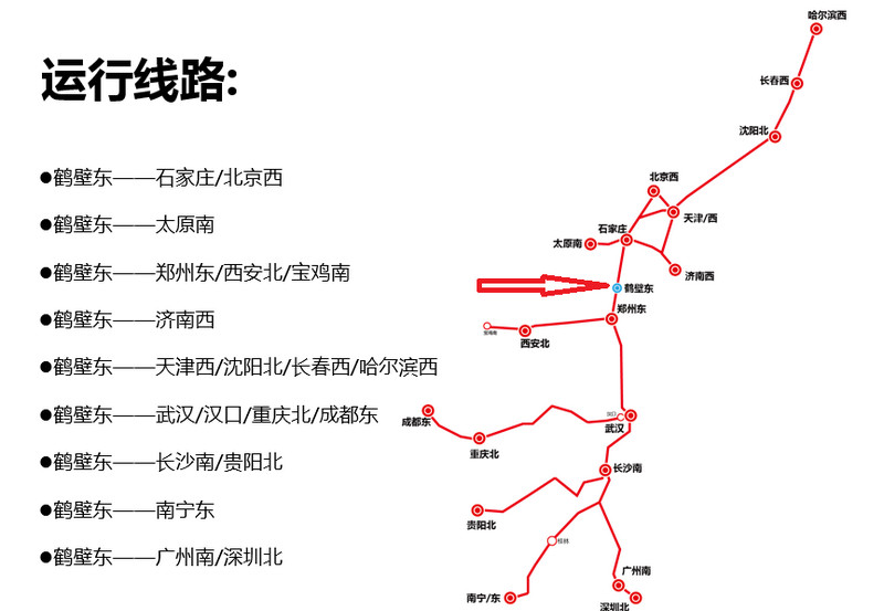 鹤壁东高铁运行线路