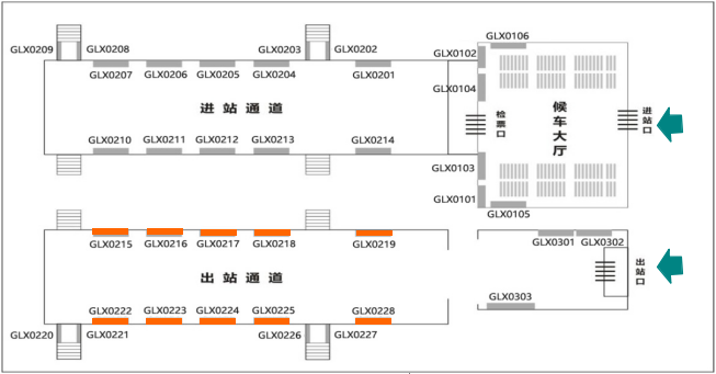 出站通道墙面灯箱位置图