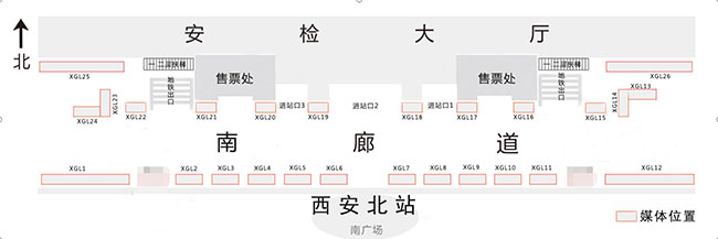 南廊道墙面灯箱媒体点位图