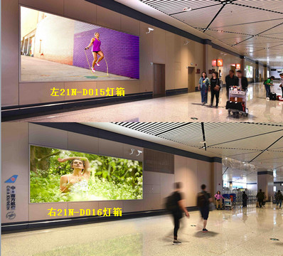 哈尔滨机场国内到达行李厅出口左右侧灯箱广告