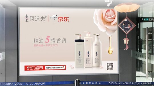 第一户外传媒-舟山普陀山机场-国内出发值机大厅入口看板 