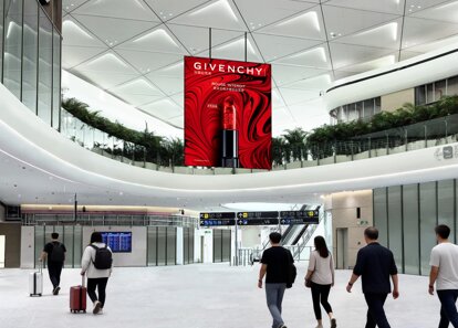 第一户外传媒-三亚凤凰机场T3航站楼二层国内出发安检后悬挂LED屏