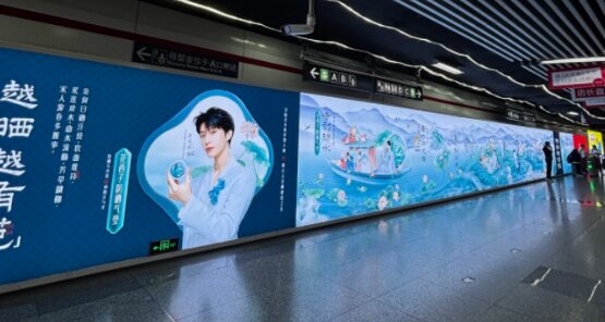 深圳第一户外传媒有限公司-杭州地铁龙翔桥站花西子广告案例