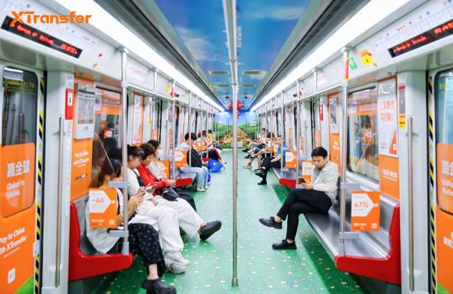 广州地铁8号线广交会全包车广告专列车厢投放案例