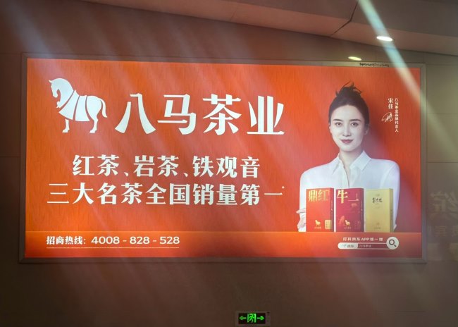 漳州站出站闸机口旁墙面八马灯箱广告图
